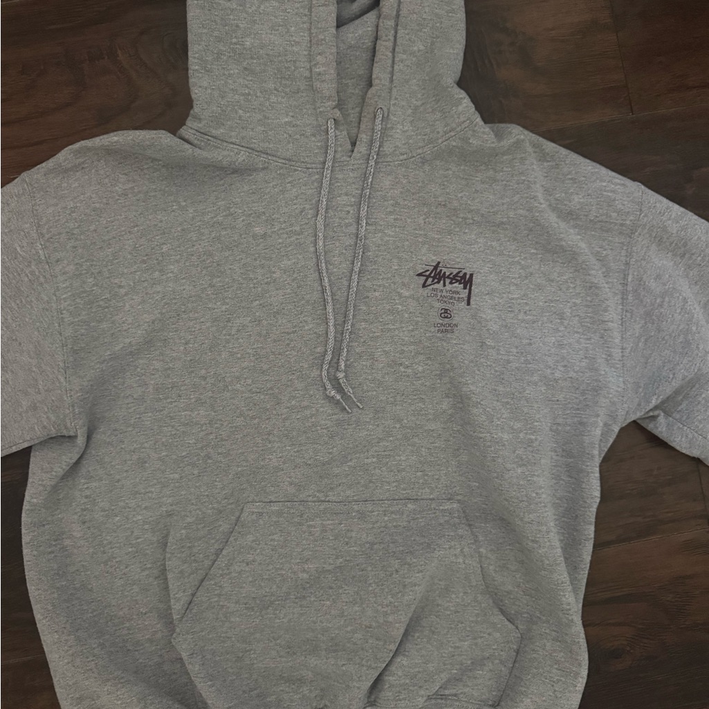 Stussy Gray And Maroon Hoodie